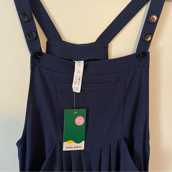 HALARA Waffle Casual Wide Leg Overalls Jumpsuit NEW Size Medium Navy Blue - Picture 7 of 10